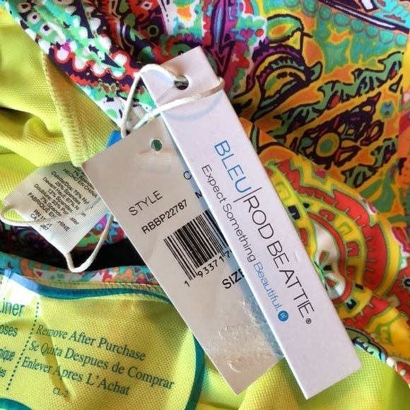 Bleu Rod Beattie Paisley Halter High Neck Swimsuit Multicolored Size 8 - Picture 10 of 14